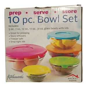 Glass Bowl Set with Colorful Lids